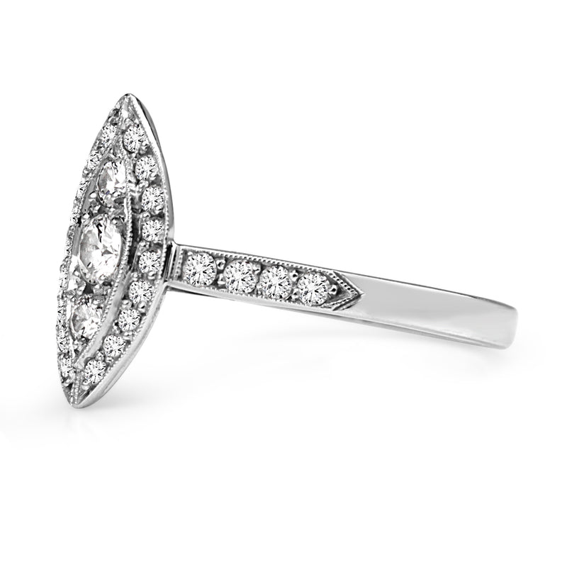 18ct White Gold Marquise Diamond Halo Ring