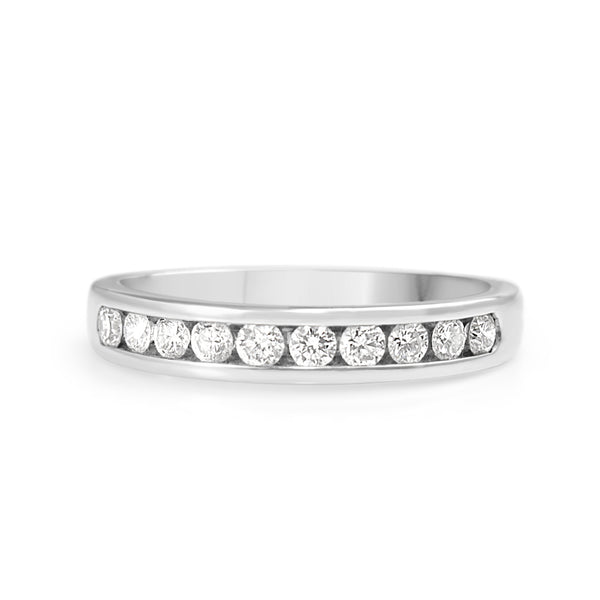 18ct White Gold Channel Set Diamond Band