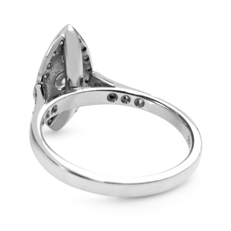 18ct White Gold Marquise Diamond Halo Ring