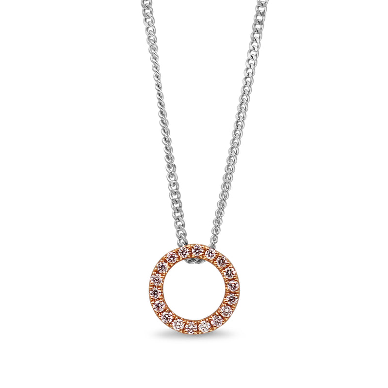 18ct Rose and White Gold Pink Diamond Circle Necklace