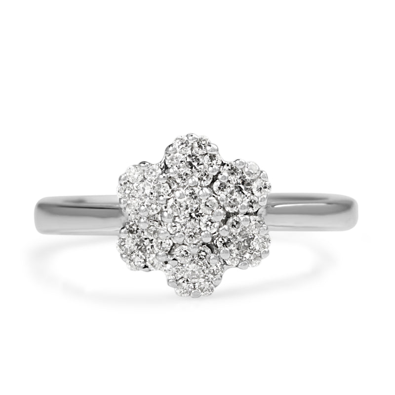 9ct White Gold Diamond Daisy Cluster Ring