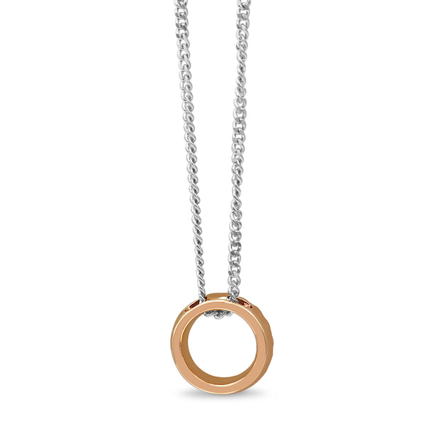 18ct Rose and White Gold Pink Diamond Circle Necklace