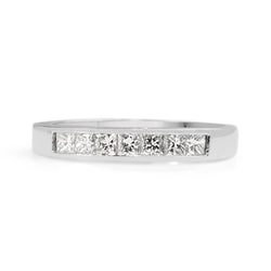 18ct White Gold Princess Cut Diamond Band