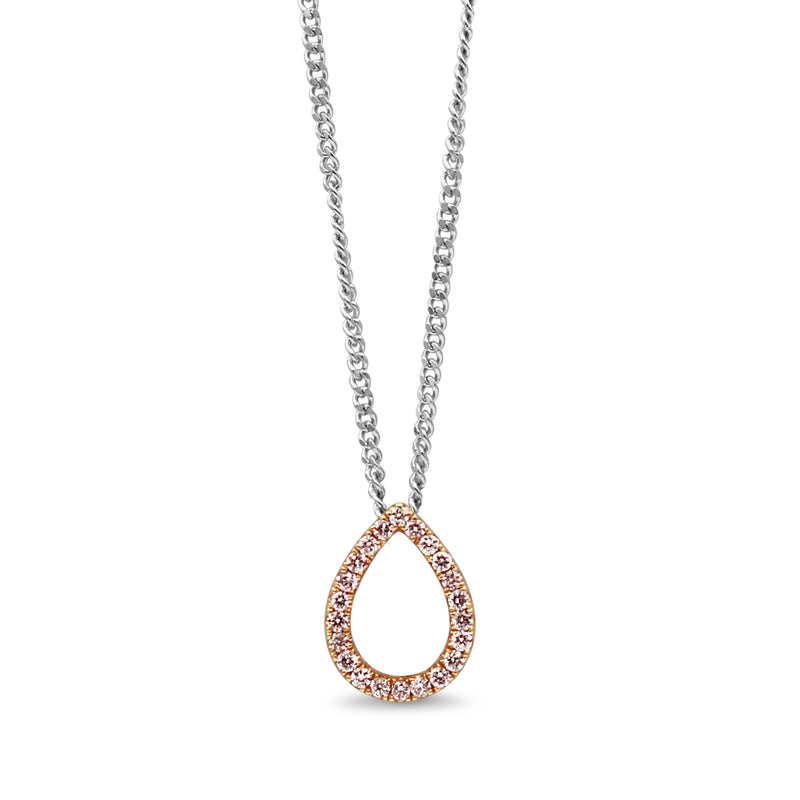 18ct Rose and White Gold Pink Diamond Pear Necklace