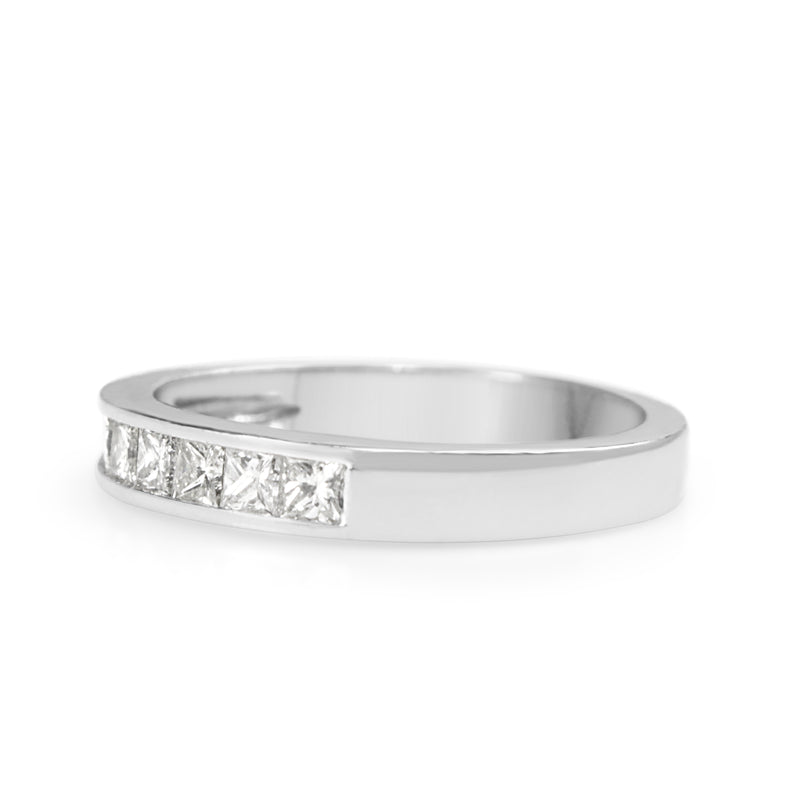 18ct White Gold Princess Cut Diamond Band