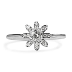 9ct White Gold Diamond Daisy Ring