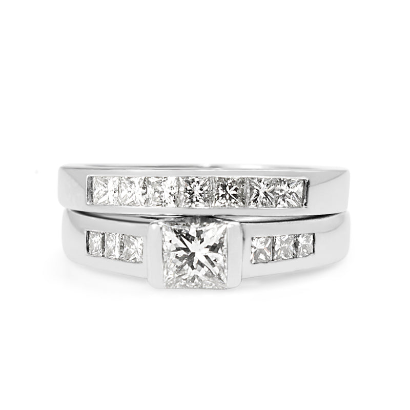 18ct White Gold Princess Cut Diamond Band