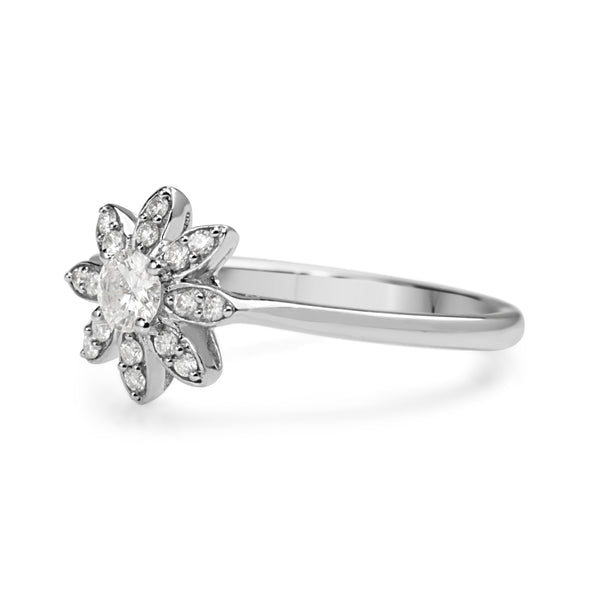 9ct White Gold Diamond Daisy Ring