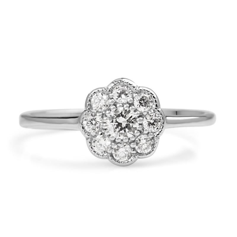 9ct White Gold Daisy Diamond Ring