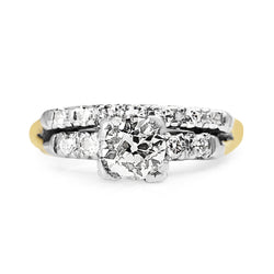 14ct Yellow Gold and Platinum Old Cut Diamond Ring Set With Arthritic Band