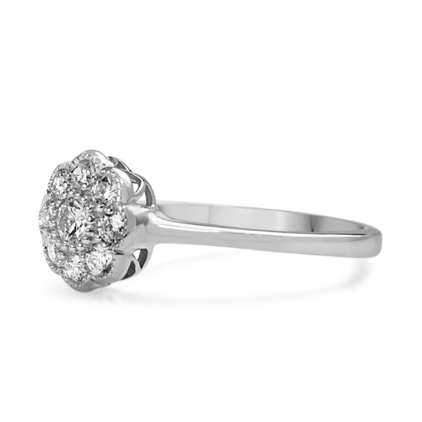 9ct White Gold Daisy Diamond Ring