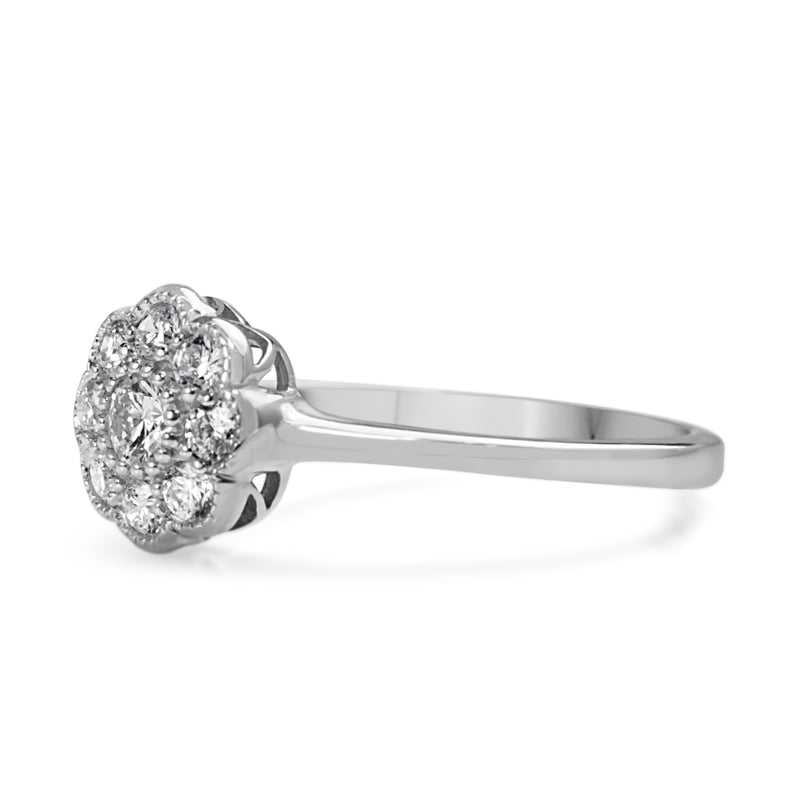 9ct White Gold Daisy Diamond Ring