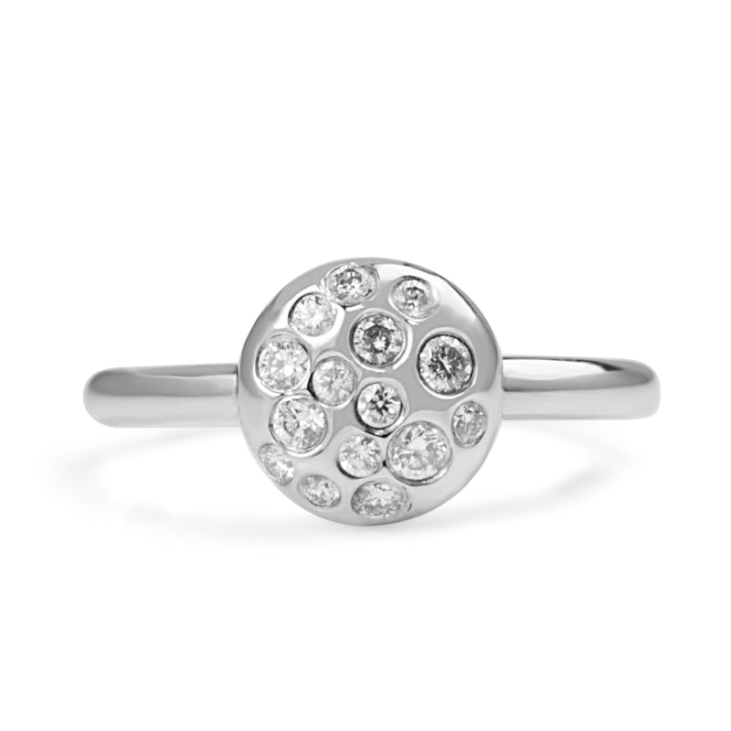 9ct White Gold Round Bubble Ring