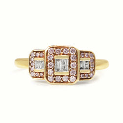 9ct Yellow Gold Pink and White Diamond Ring