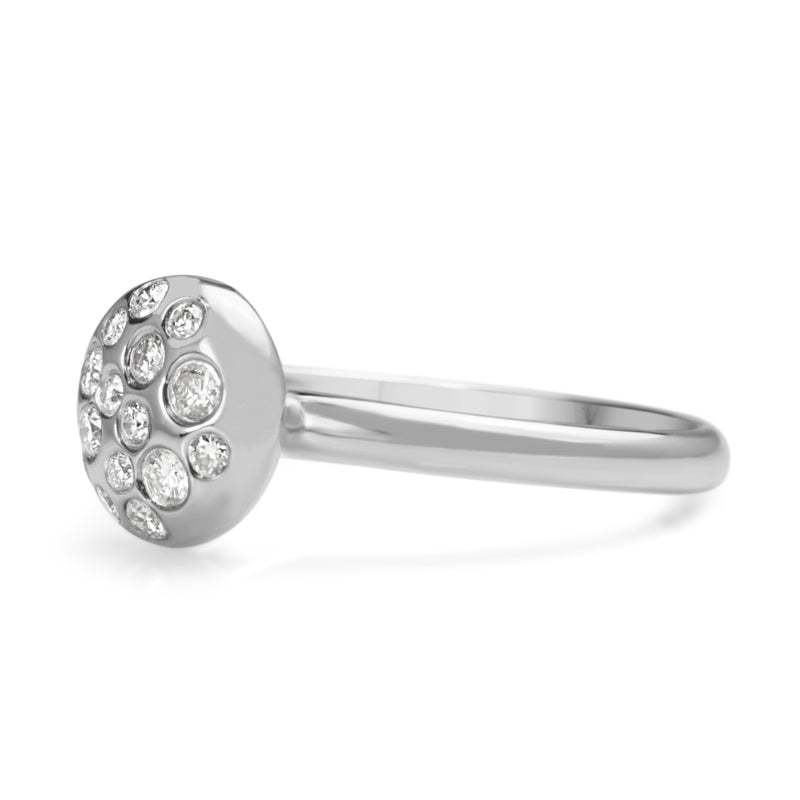 9ct White Gold Round Bubble Ring