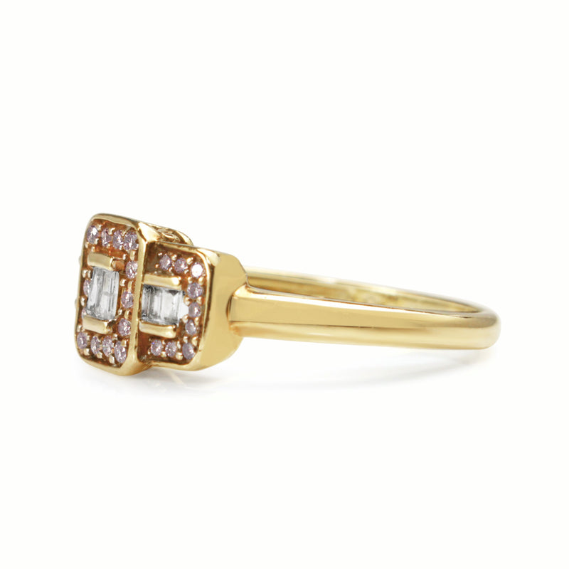 9ct Yellow Gold Pink and White Diamond Ring
