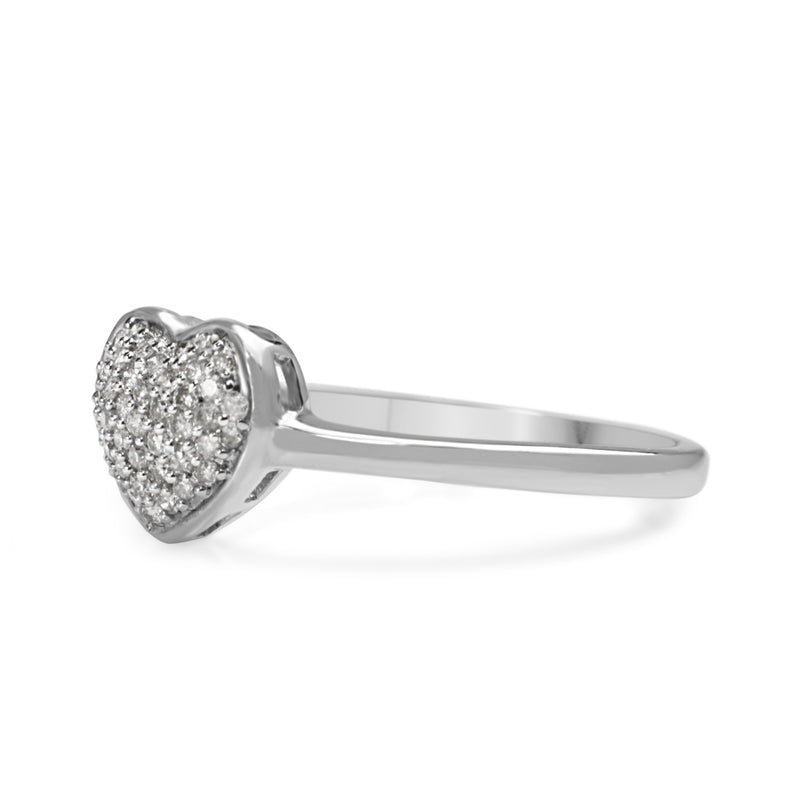 18ct White Gold Heart Diamond Cluster Ring