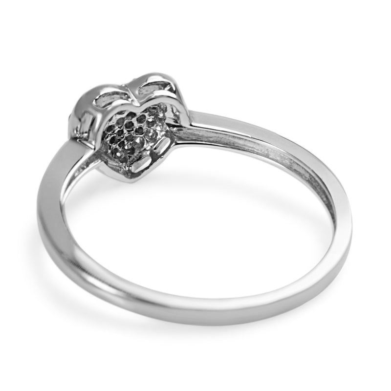 18ct White Gold Heart Diamond Cluster Ring