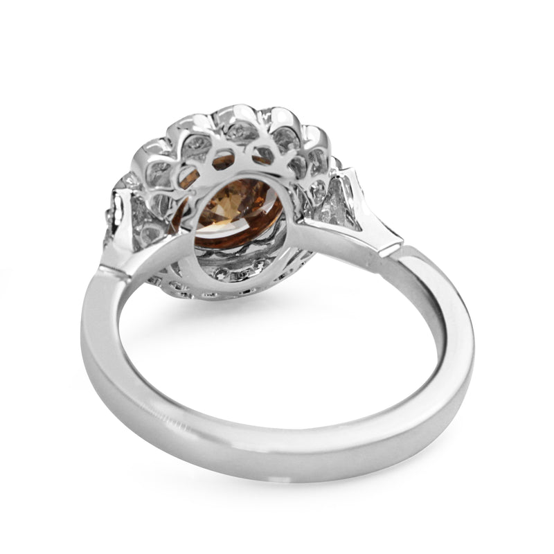 18ct White and Rose Gold Champagne Diamond Daisy Ring