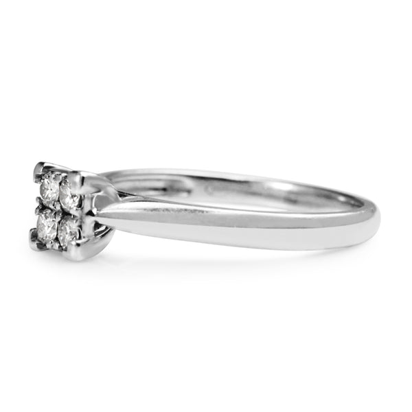 9ct White Gold Square Cluster Diamond Ring