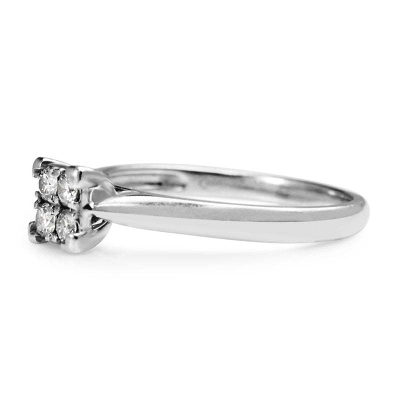 9ct White Gold Square Cluster Diamond Ring