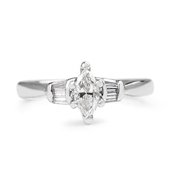 Platinum Marquise Vintage Diamond Ring