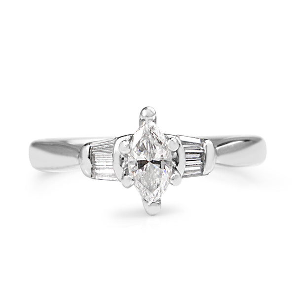 Platinum Marquise Vintage Diamond Ring