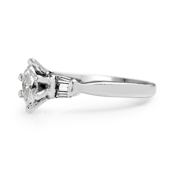 Platinum Marquise Vintage Diamond Ring