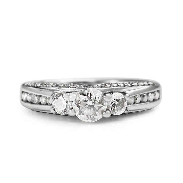 9ct White Gold Diamond 3 Stone Ring