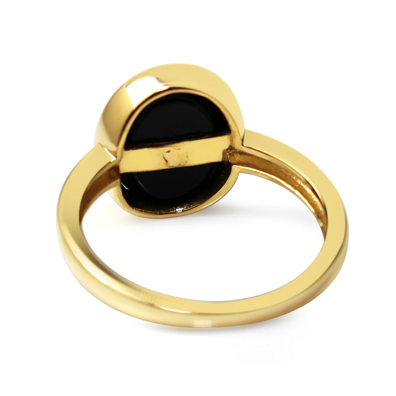 9ct Yellow Gold Onyx and Diamond Ring