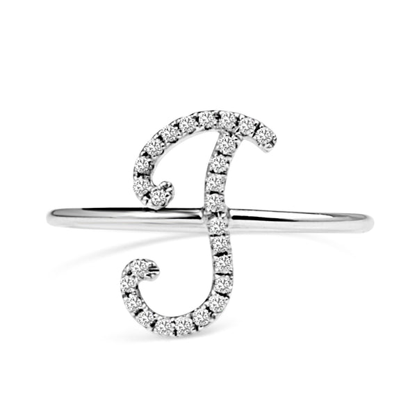 18ct White Gold 'J' Diamond Initial Ring