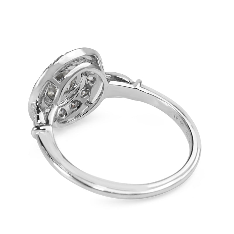 Platinum Deco Style Diamond Halo Ring
