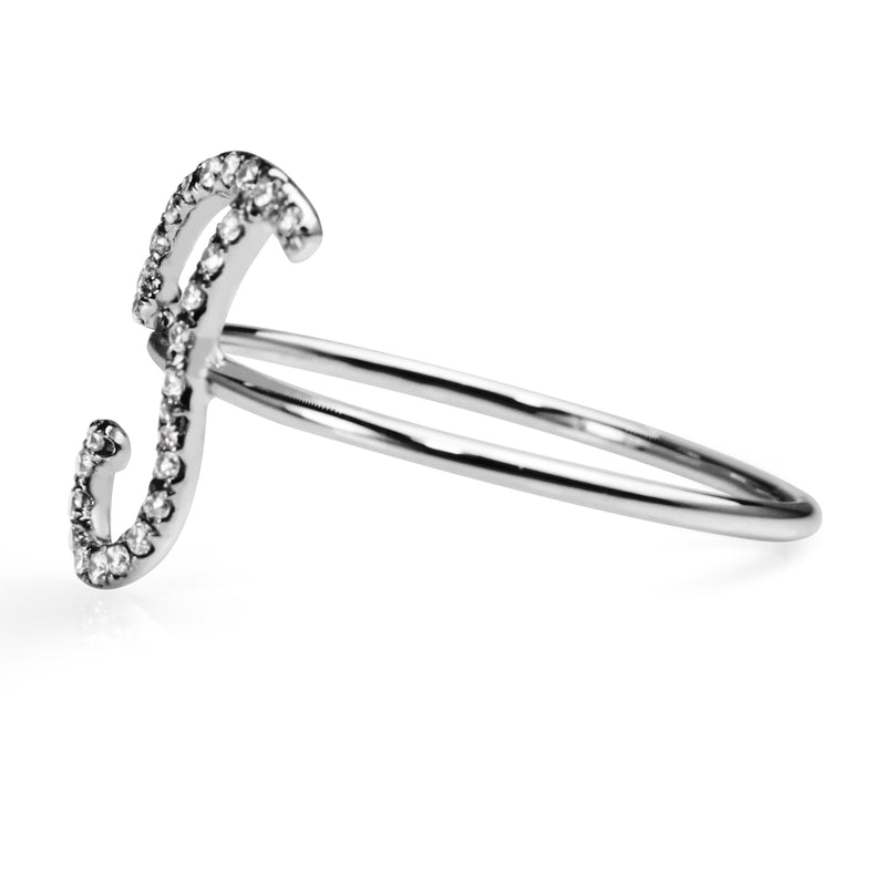 18ct White Gold 'J' Diamond Initial Ring