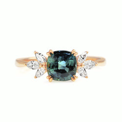 18ct Rose Gold 1.60 Teal Sapphire and Diamond Ring
