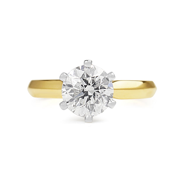 18ct Yellow and White Gold 1.65ct Diamond Solitaire Ring