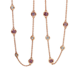 18ct Rose Gold Pink Sapphire and Rose Cut Diamond Chain / Necklace