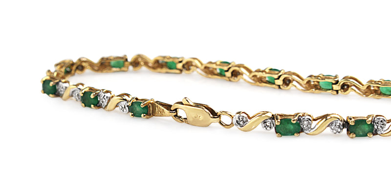 10ct Yellow and White Gold Emerald and Diamond Bracelet