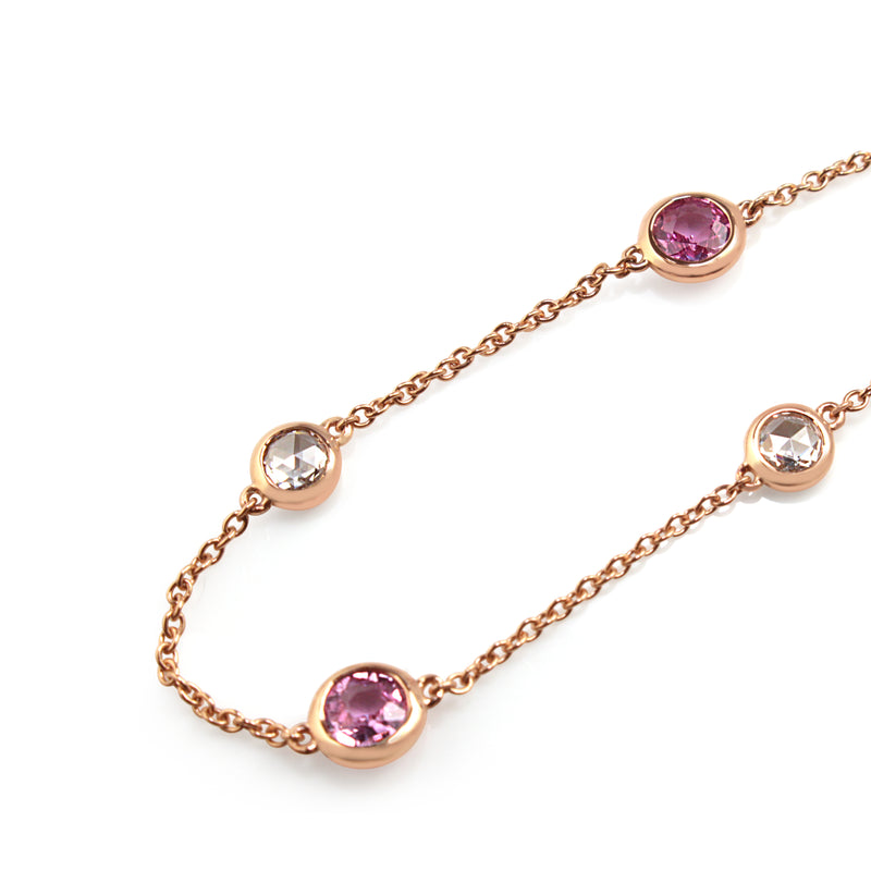 18ct Rose Gold Pink Sapphire and Rose Cut Diamond Bracelet