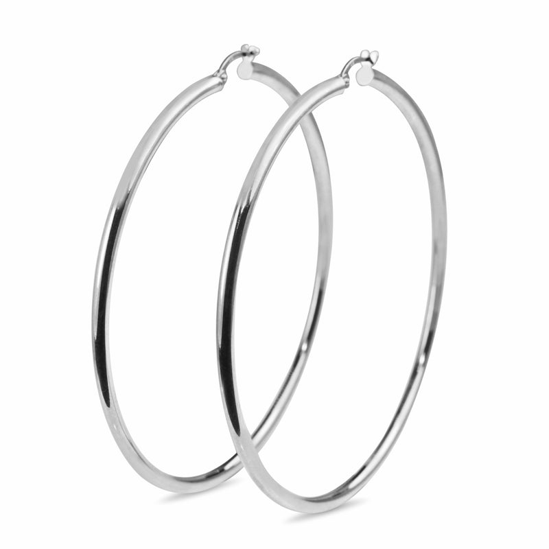 9ct White Gold 65mm Hoop Earrings