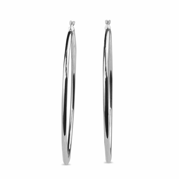 9ct White Gold 65mm Hoop Earrings