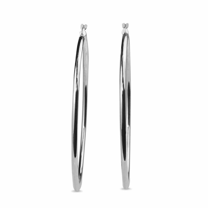 9ct White Gold 65mm Hoop Earrings