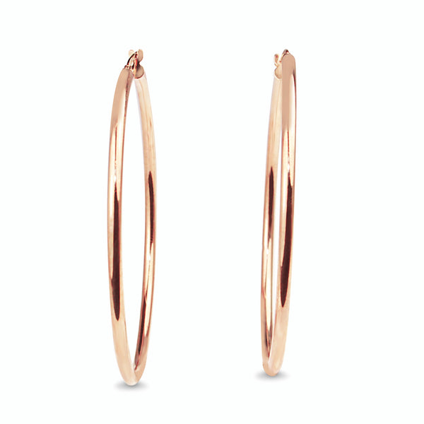 9ct Rose Gold 55mm Hoop Earrings