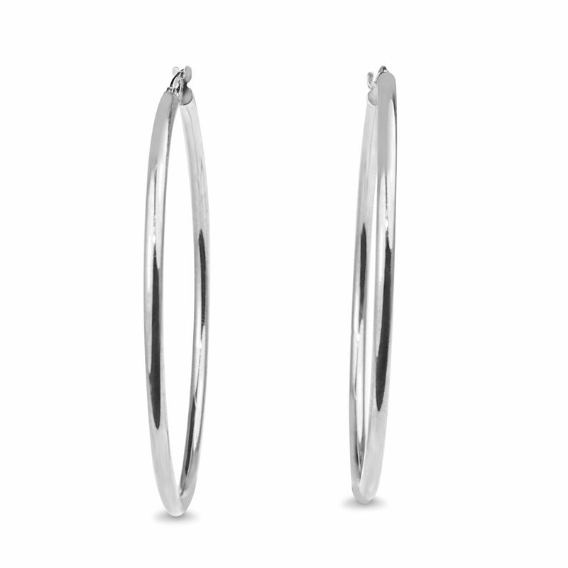 9ct White Gold 55mm Hoop Earrings