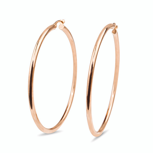 9ct Rose Gold 55mm Hoop Earrings