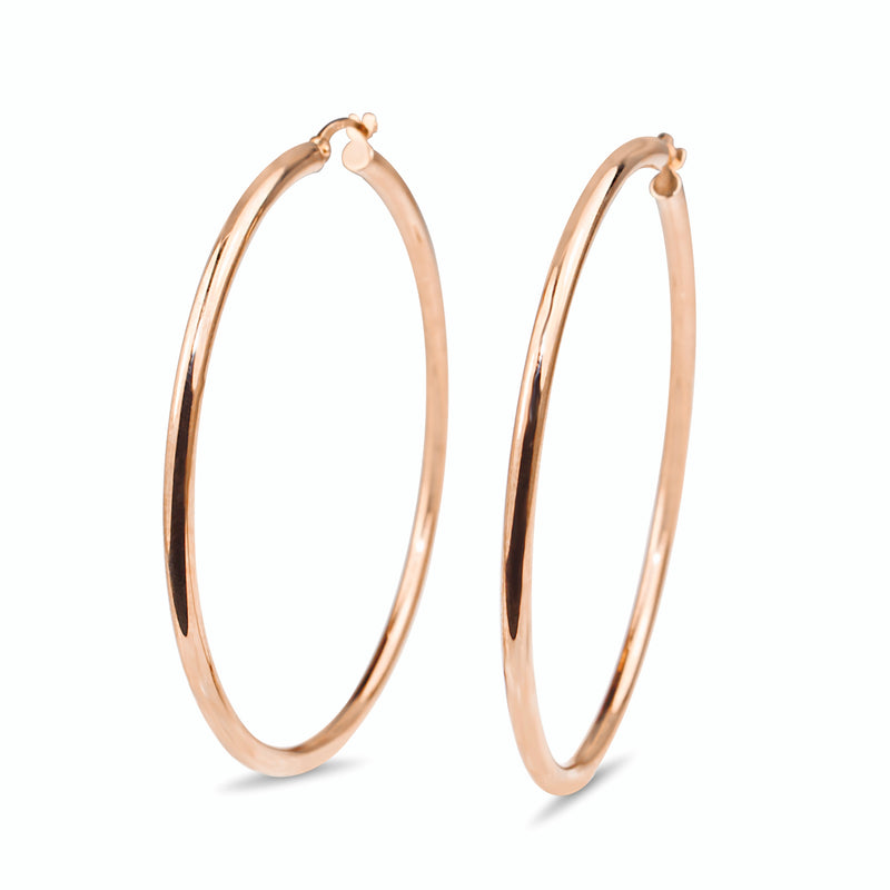 9ct Rose Gold 55mm Hoop Earrings