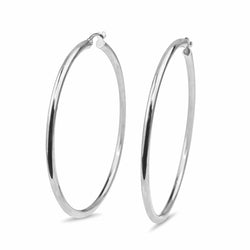 9ct White Gold 55mm Hoop Earrings