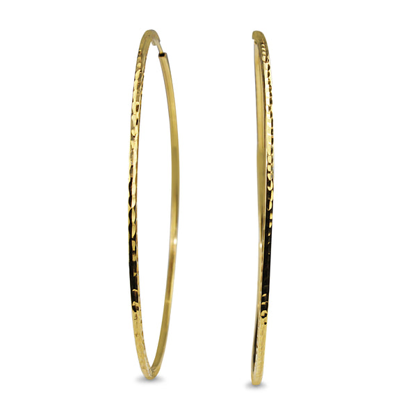 18ct Yellow Gold Large 72mm Engraved Hoop Earrings