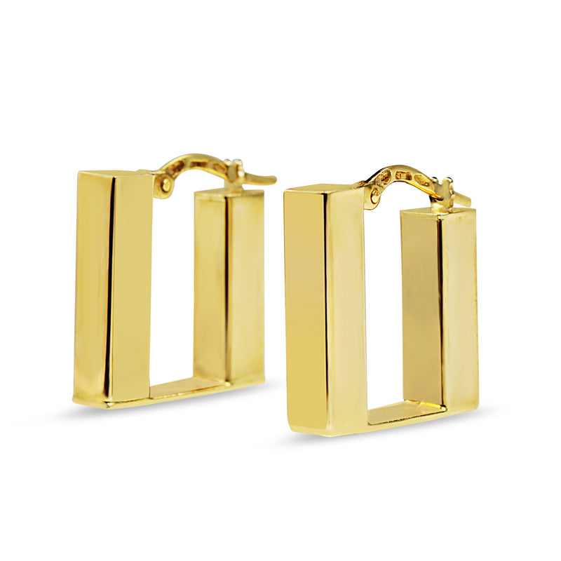 18ct Yellow Gold Square Style Hoop Earrings