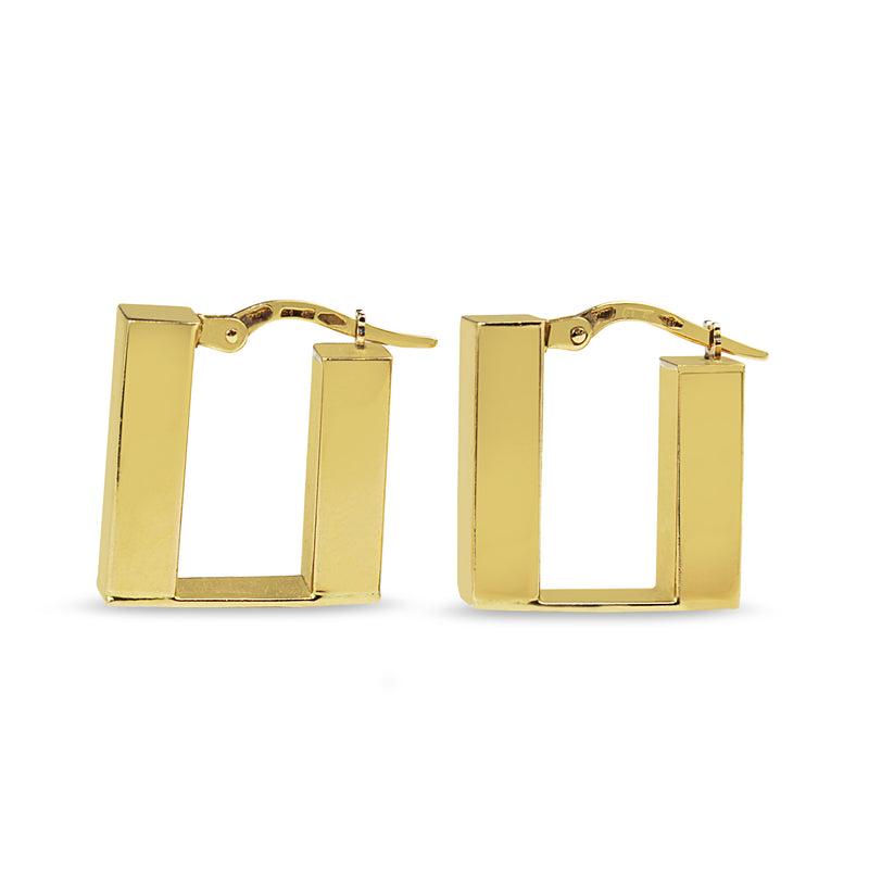 18ct Yellow Gold Square Style Hoop Earrings