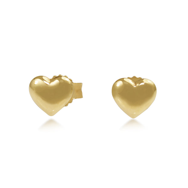 9ct Yellow Gold Heart Stud Earrings